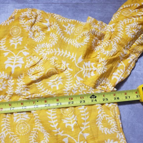 Studio Park Amy Stran Dress Womens 2X Yellow Textured Cotton Belted Lined Boho - Picture 10 of 16